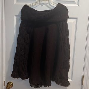 Delmonico Black Sweater with Fringe Poncho